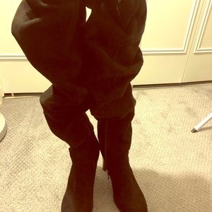 Knee High Black Suede Boots